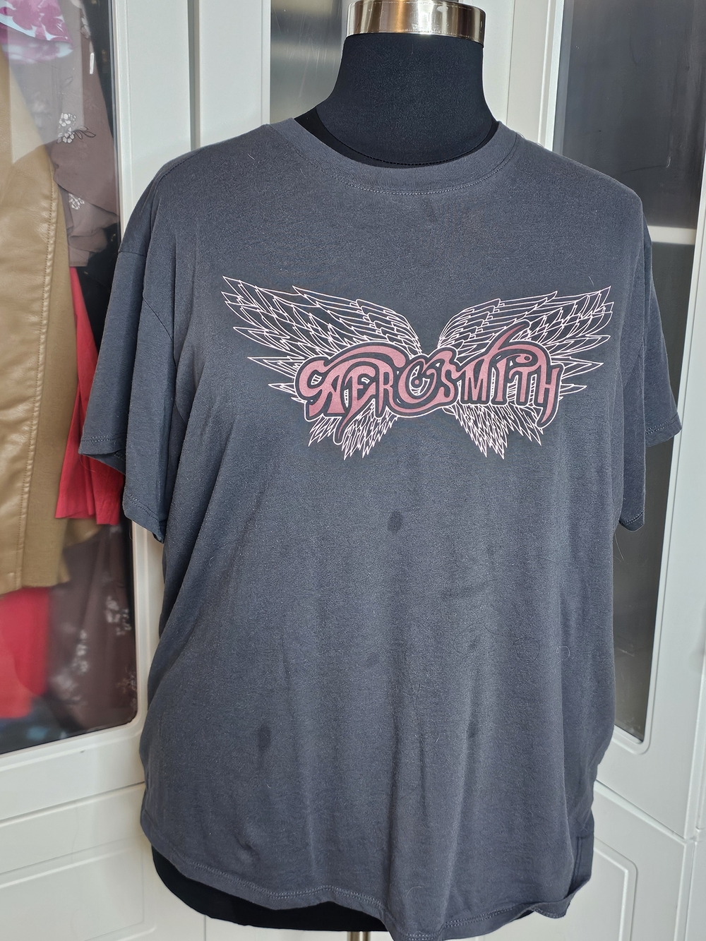 Black Tee with Pink Aerosmith Logo Size 2X